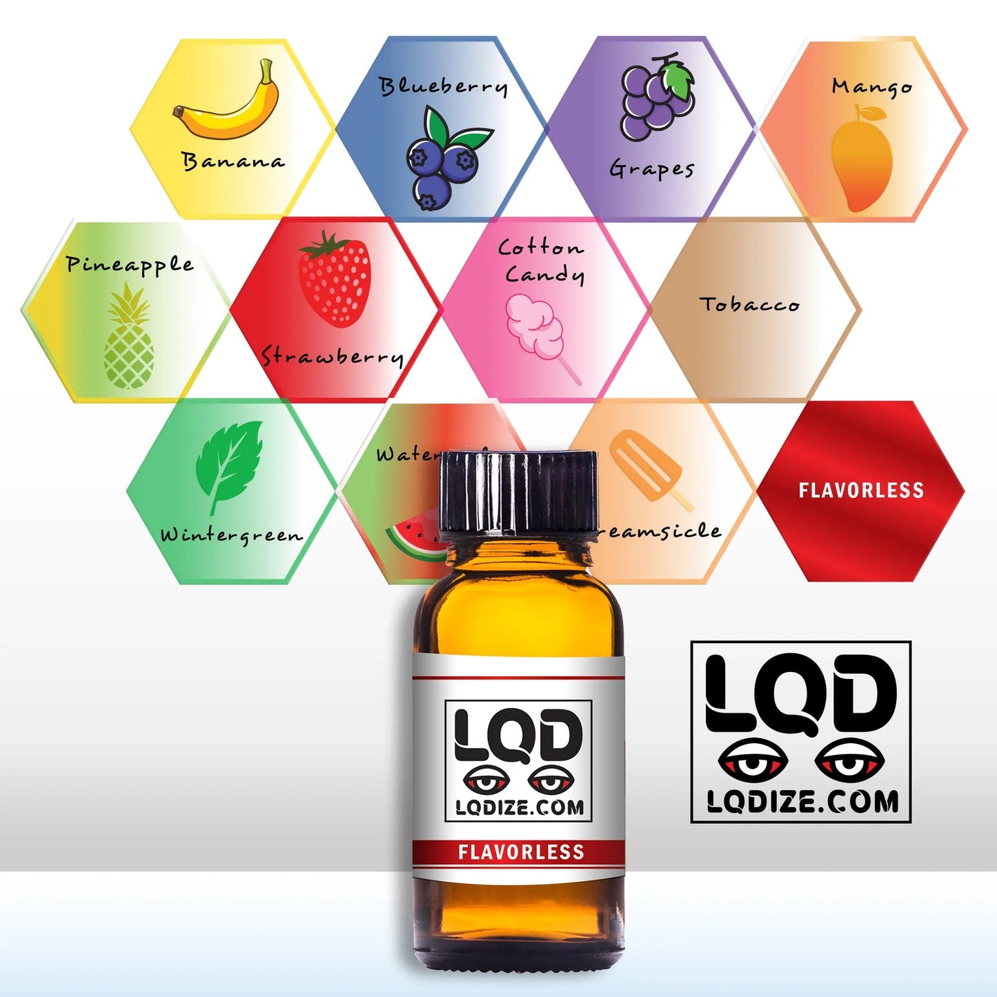 Bottle of LQDIZE Flavorless liquidizer for cannabis extracts to vape oil pens with LQDIZE Logo